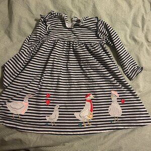3-4T John Lewis Baby Striped Duck Border Dress